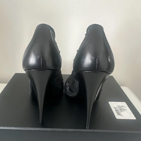 SAINT LAURENT Black anja pumps in rhinestone mesh 39.5 - Picture 5 of 7